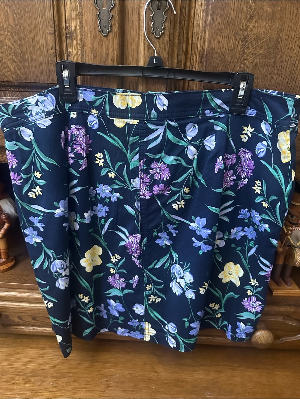 Karen Scott Navy Floral Skirt with Yellow & Purple Flowers Skort - 16 - Picture 5 of 6
